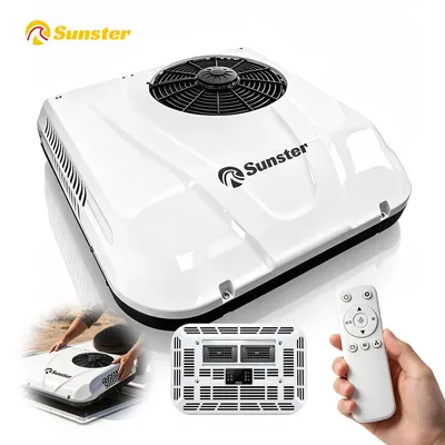 Obrázek produktu pro Střešní klimatizace Sunster 24 V pro obytné vozy, traktory a kombajny – s aplikací pro Bluetooth a LED osvětlením – účinná klimatizace při stání