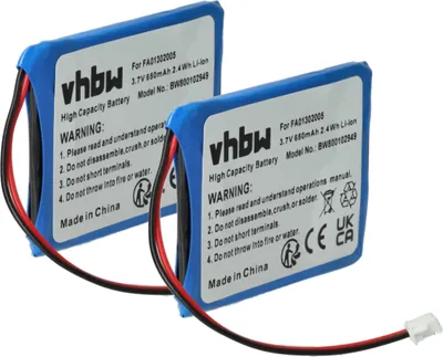 Produktbild von vhbw 2x Akku kompatibel mit Avaya 3730, DECT 3720, DH6 schnurlos Festnetz Telefon (650 mAh, 3,7 V, Li-Ion)
