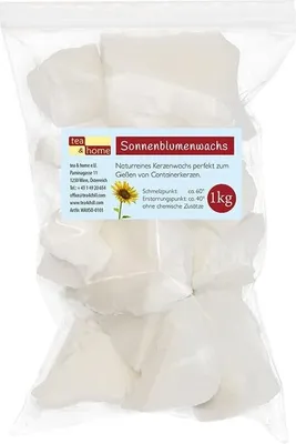 Produktbild von tea4chill Hochwertiges Sonnenblumenwachs 1kg für Containerkerzen – 100% natürliches Wachs, nachhaltiges Naturwachs vegan zum selber Kerzengießen.