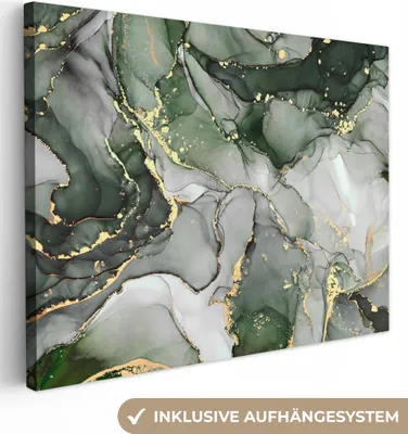Produktbild von MuchoWow® - Leinwandbilder - Luxus - Marmor - Grün, Wandbild, Wanddeko Bilder Wohnzimmer, 40x30 cm