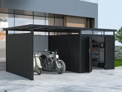 Produktbild von Metall Gerätehaus Modell Style 7,56 m² Spar-Set-2  Anthrazit