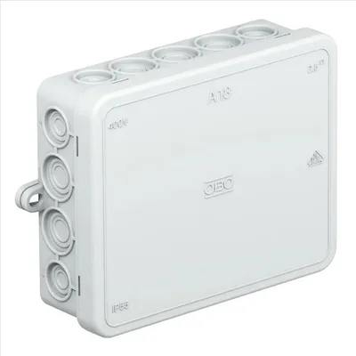 Produktbild von OBO Kabelabzweigkasten mit 18 Leitungseinführungen, 125x100x40mm, IP55, lichtgrau, Packung mit 10 Stk.