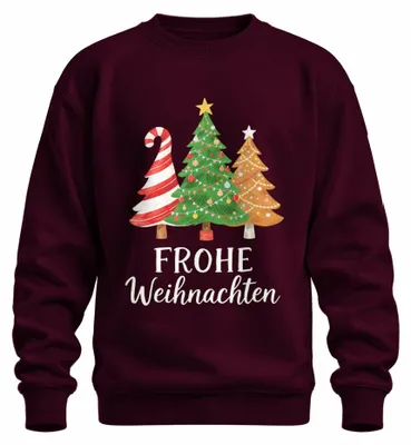 Produktbild von Frohe Weihnachten Weihnachtsbaum Zuckerstange Tannenbaum Sweatshirt Pullover, Burgundy, M