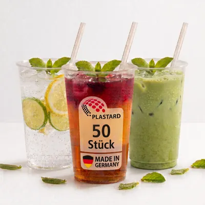Produktbild von Plastard Trinkbecher Mehrweg 500 ml Transparent 50 Stück BPA-frei, KI-generiertes Bild
