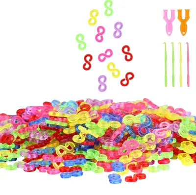 S-Clips für Loom-Bänder, 600 Stück, bunt, Kunststoff, DIY-Armband
