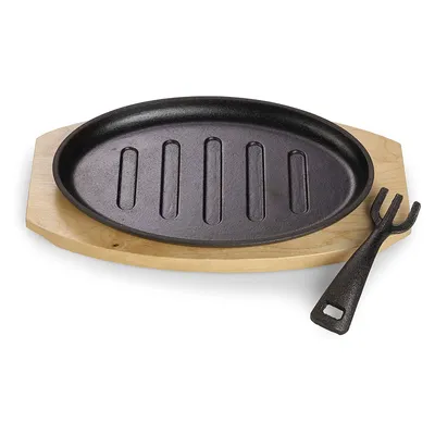 Produktbild von Echtwerk Servierpfanne Gusseisen mit Grillstreifen Servierbrett Abnehmbarer Griff, Menge:4