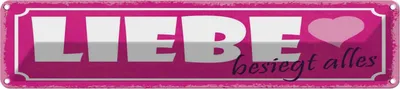 Image de vianmo Plaque en tôle 10x46 cm Liebe besiegt alles Herz