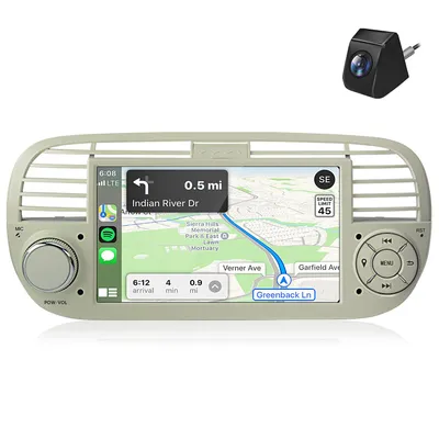 Produktbild von Carplay 7" 2+64G Android15 Autoradio Geeignet Für Fiat 500 2012-2017 DAB+ GPS Navi BT FM SWC RDS DSP USB 2DIN mit kamera