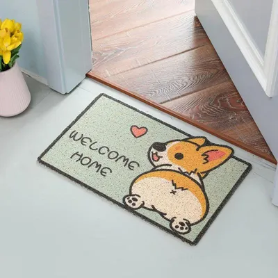 Produktbild von Willkommensmatte Corgi Motiv l Welcome Fußmatte Hund rutschfest - Süßer Teppich für Flur & Eingang, Schmutzfangmatte für Haustierfreunde