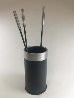 Immagine prodotto di Set camino 3 pezzi con contenitore antracite/acciaio inox