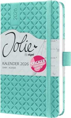 Image de sigel J6102 sigel Calendrier de poche Jolie Flair 2026, similicuir, turquoise
