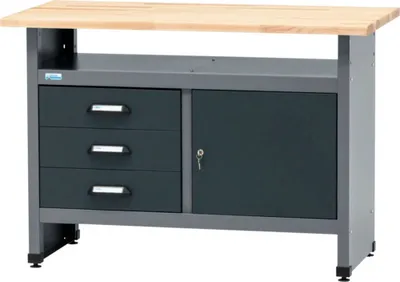 Produktbild von Werkbank Küpper 1200 x 840 x 600 mm 3 Schubladen 1 Tür grau