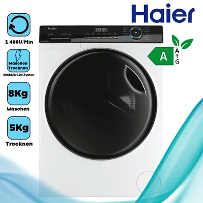 Zdjęcie produktu dla Haier I-Pro Series 3 HWD80-B14939, Od przodu, Wolnostojący, Biały, Lewy, Czarny, Czarny