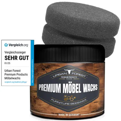Produktbild von SPARSET Möbelwachs farblos 250ml inkl. Schwamm mit Bienenwachs und Avocadoöl für innen und aussen | Möbelwachs farblos zur Holzpflege und Holzmöbel