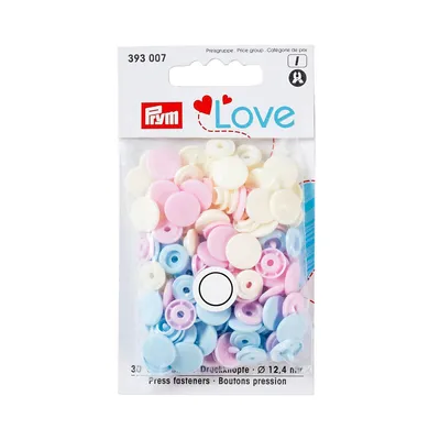 Obrázek produktu pro Prym 393007, Druky (patentky), Plast, Polyoxymetylen (POM), Světle modrá, Perleťová, Růže, Matný, Kulatý, 1,24 cm