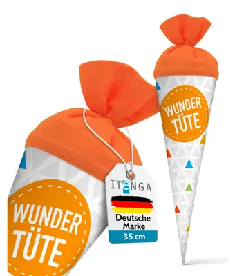 Produktbild von itenga Geschwisterschultüte 35cm Dreiecke Wundertüte Geschenkverpackung