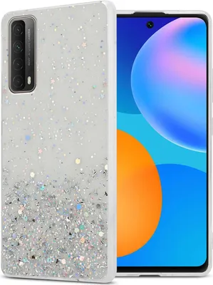 Produktbild von Cadorabo Hülle für Huawei P SMART 2021 in Transparent mit Glitter Schutzhülle aus flexiblem TPU Silikon mit funkelnden Glitter Case Cover Etui Handy Hülle