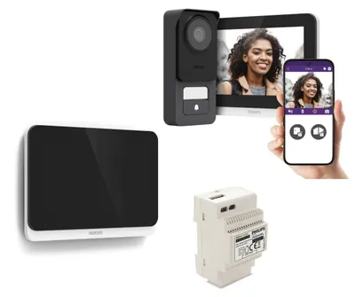 Produktbild von Kabelgebundene Gegensprechanlage 3K Philips WelcomeEye Connect 3 mit zusätzlichem Bildschirm und Transformator