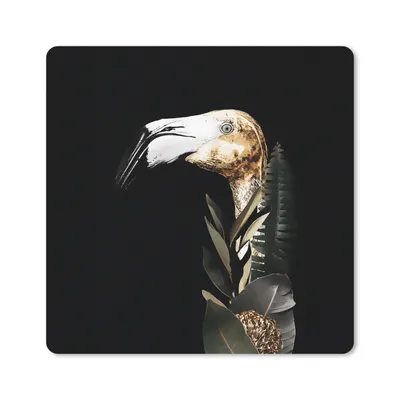 Produktbild von MuchoWow® Mauspad Mousepad Flamingo - Blätter - Gold 30x30 cm - Mousepads - Maus Mat - Pad - Mausunterlage - Gaming