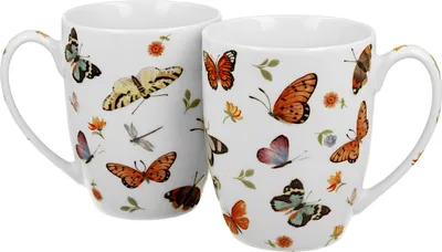 Produktbild von DUO CROCUS Kollektion 2er-Set klassische Becher 350 ml BUTTERFLIES, New Bone China Porzellan