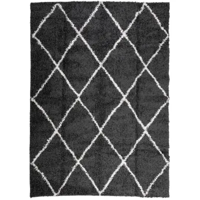 Produktbild von vidaXL Teppich Shaggy Hochflor Modern Schwarz und Creme 200x280 cm