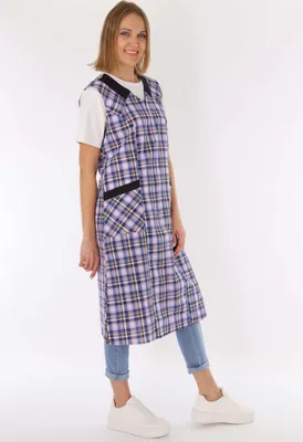 Produktbild von Kittel mit Reißverschluss kariert RV Hauskleid Baumwolle Schürze, Größe:56, Design:Design 3