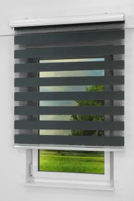Produktbild von Lysel - Qualitätsdoppelrollo schwarzgrau, (B x H) 80cm x 175cm in schwarz/schwarzgrau