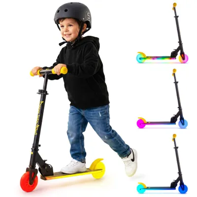 Obrázok produktu pre Sun Baby Detská dvojkolová kolobežka Lumiride LED 7 farieb/20 režimov, skladacia, výška 73-85 cm, čierno-žltá