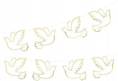 Produktbild von Banner Deko Girlande Tauben Goldene Tauben Hochzeit Kommunion Taufe 180cm