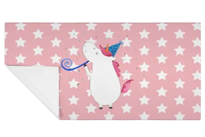 Produktbild von Mr. & Mrs. Panda Flauschtuch Einhorn Party - Rot Pastell - Geschenk, gesichtstuch, Unicorn, Feier, Geburtstag, Club, kleines Handtuch, Alkohol, gesichtshandtuch, frottee