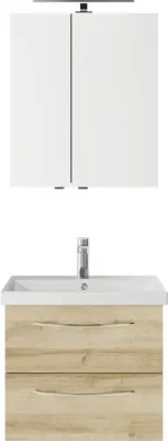 Produktbild von Pelipal Badmöbel-Set Serie 4035 BxHxT 60 x 200 x 45 cm Frontfarbe eiche riviera mit Keramik-Waschtisch weiß, Waschtischu