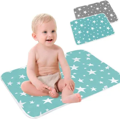 Obrázok produktu pre 2 kusy vodotesnej podložky na prebaľovanie pre bábätká a malé deti, 50x70 cm. Umývateľná podložka na inkontinenciu, opakovane použiteľná podložka na moč, priedušná, vhodná pre chlapcov a dievčatá