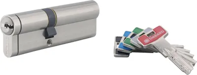 Zdjęcie produktu dla Podwójna wkładka bębenkowa T2, 40x55mm, nikiel, zabezpieczenie przed przekłuciem, zabezpieczenie przed przewierceniem, 5 kluczy - THIRARD