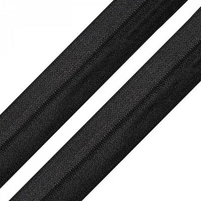 1m Einfassband 20mm hochelastisch gefalzt Meterware Faltgummi schwarz