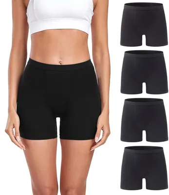 Image de Shorty boxer pour femmes, en modal, lot de 4, couleur noire