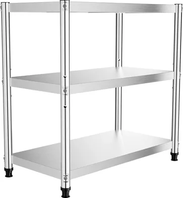 Immagine prodotto di Scaffale da cucina - Scaffale a 3 ripiani - Acciaio inossidabile - Ripiani regolabili - Scaffale per microonde - Indipendente - Bianco