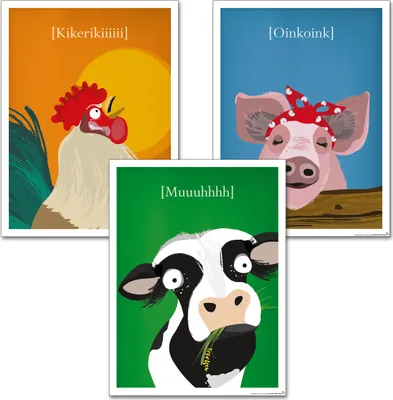 Produktbild von Kinderzimmer Poster Bauernhof 3er-Set, 30 x 40 cm 30 x 40 cm