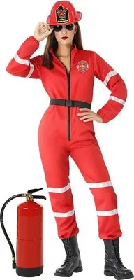 Produktbild von Atosa Feuerwehrfrau-kostüm Rot M-L Kinder Rot M-L