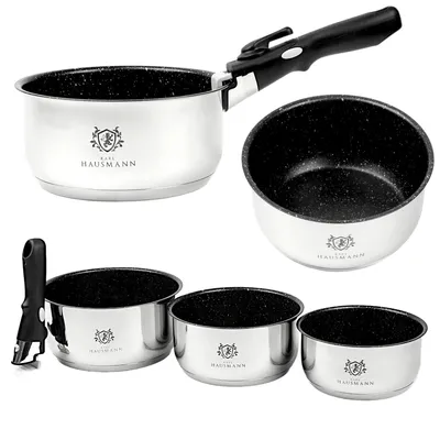 Produktbild von Kochset KOCHTOPF 3 Stk Töpfe Mit Abnehmbaren Griffen 1,6L 2,2L 3,1L EDELSTAHL