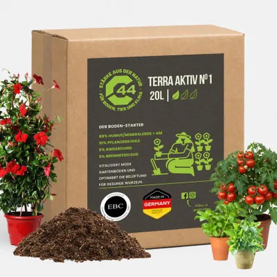 Produktbild von TerraAktiv Nr.1 Pflanzenkohle Wurzelaktivator mit aktiven Mikroorganismen - 20L | Pflanzenkohle für Gärten um das Absterben Pflanzentod | C44-Zittau