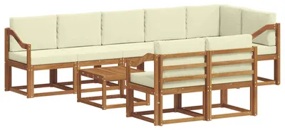 Produktbild von vidaXL Outdoor-Sofagarnitur mit Kissen 9 pcs Natur und Creme