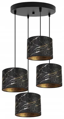 Produktbild von Kronleuchter Pendelleuchte mit goldenem Muster – Moderne Hängelampe mit Lampenschirm, Deckenlampe für Wohnzimmer und Esszimmer