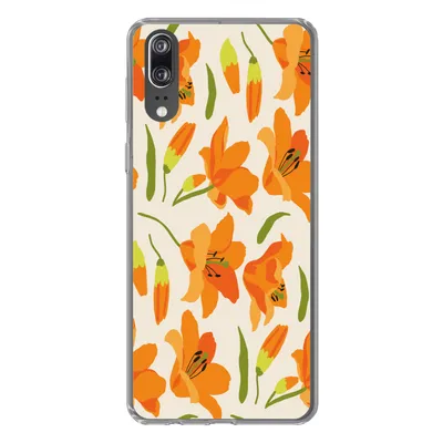 Produktbild von MuchoWow® Handyhülle Schutzhülle Hülle für Huawei P20 Blumen - Lilie - Muster Silikon Softcase Handy Hülle - Hardcover
