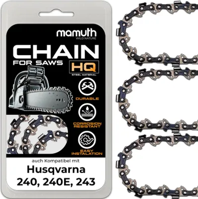 Zdjęcie produktu dla 3x Łańcuch 45cm 1,3mm 3/8" 62TG do Husqvarna 240, 240E, 243