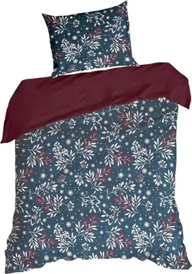 Produktbild von EUROFIRANY | Weihnachtsbettwäsche - 140 X 200 cm - blau rot - Baumwolle - Bettbezug und Kissenbezug - Weihnachtsmotiv