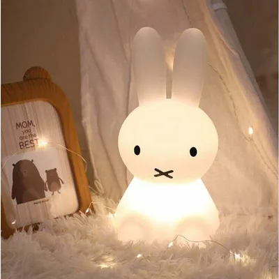 Produktbild von LED-Nachtlicht in Rosenform, leuchtendes Spielzeug für Kinder, Silikon-Hasen-Zimmerdekoration, farbenfrohes Nachtlicht, geeignet als Kindergeschenk, Heimdekoration, Nachttischlampe (28 cm)