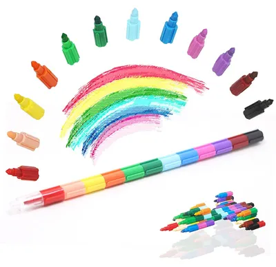 Produktbild von Wachsmalstifte Buntstifte - 12 Farben - Stapelbar - 30 Stück - Kinder Geschenk