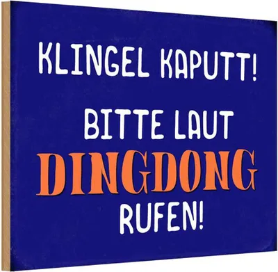 Produktbild von vianmo Holzschild 12x18 cm Klingel kaputt Dingdong rufen Warnschild Hinweisschild