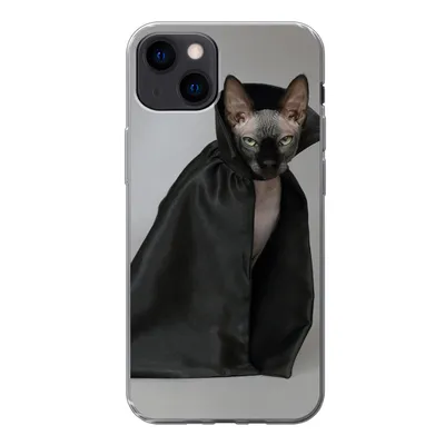 Produktbild von MuchoWow® Handyhülle Schutzhülle Hülle für iPhone 13 Katze - Umhang - Schwarz Silikon Softcase Handy Hülle - Karteninhaber