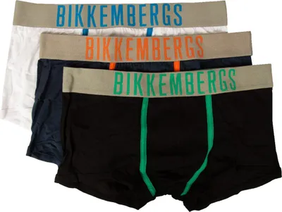 Immagine prodotto di Boxer uomo BIKKEMBERGS confezione 3 capi elastico a vista cotone elasticizzato underwear articolo BKK1UTR12TR tri-pack trunks, XXL - EU XXL - US XL - FR 6, Cotone 95%,Spandex 5%
